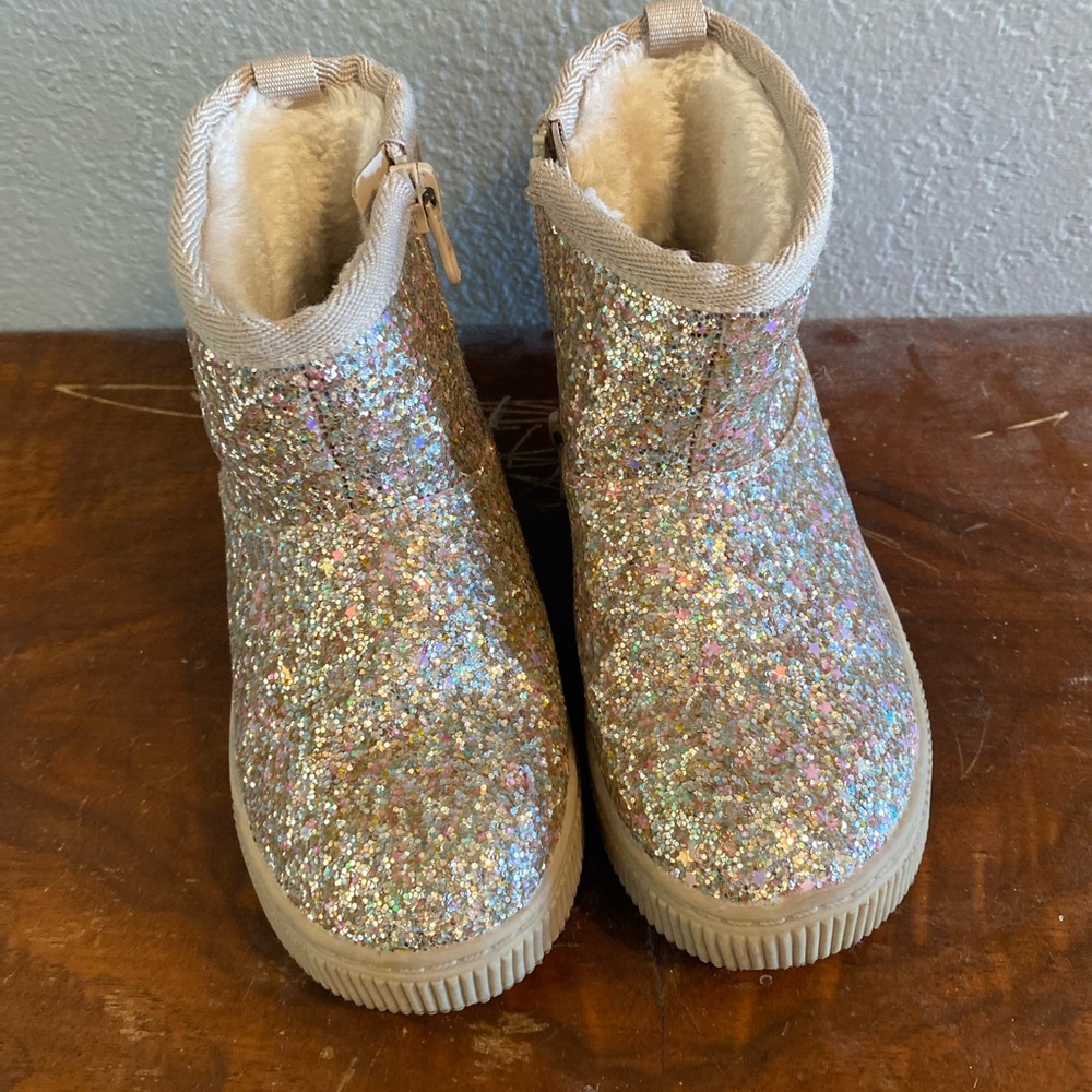 Cat & Jack Sparkly Silver Toddler Boots - Picture 5 of 6